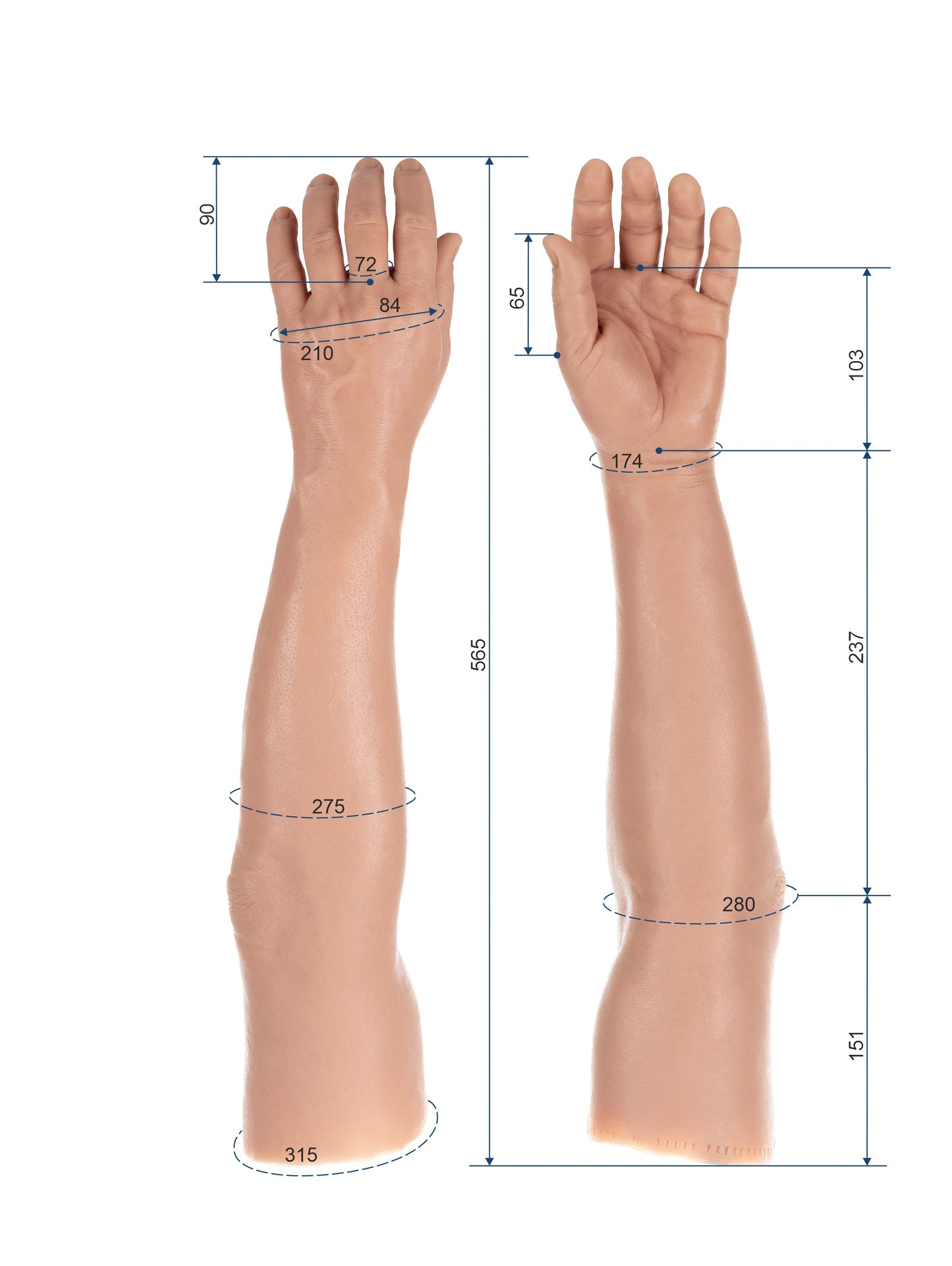 Cosmetic Prosthetic Glove – Men Shape / Arm / Ref. "Gary"
