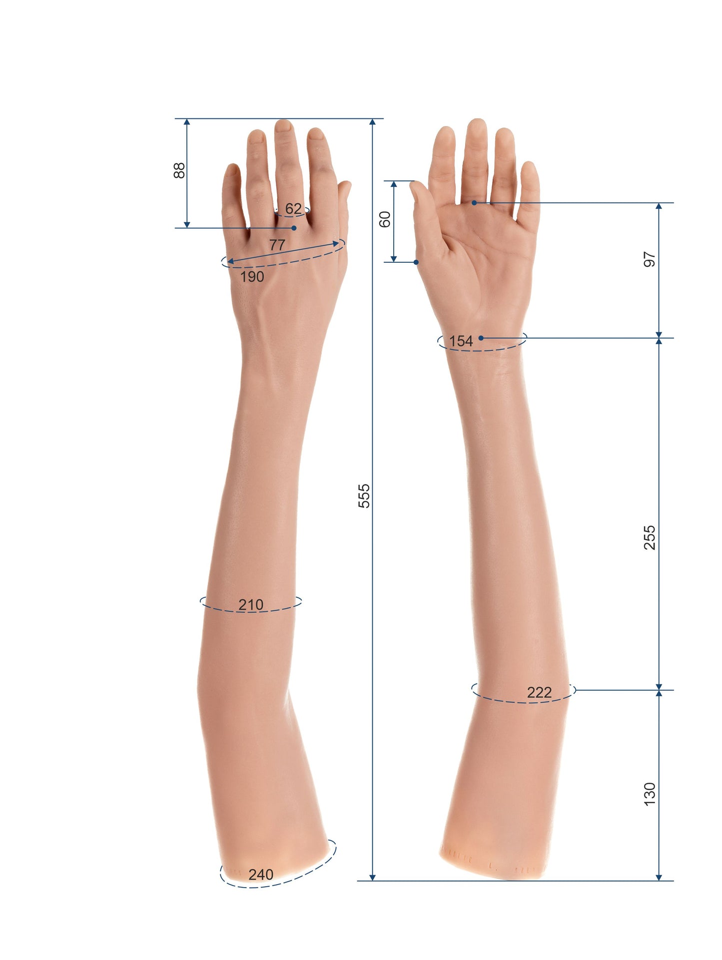 Cosmetic Prosthetic Glove –  Men Shape / Arm / Ref. "Charlie"