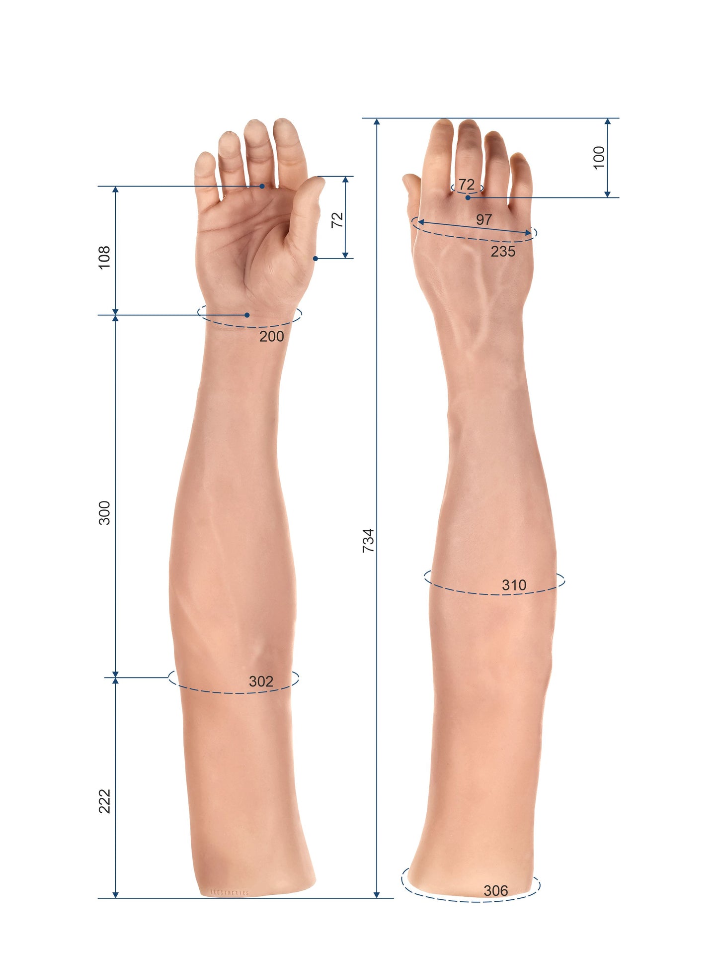 Cosmetic Prosthetic Glove –  Men Shape / Arm / Ref. "Robert"